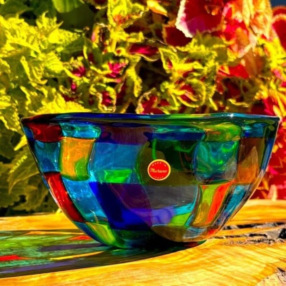 Angelo Ballarin Pezzato Murano Italy Art Glass Bowl